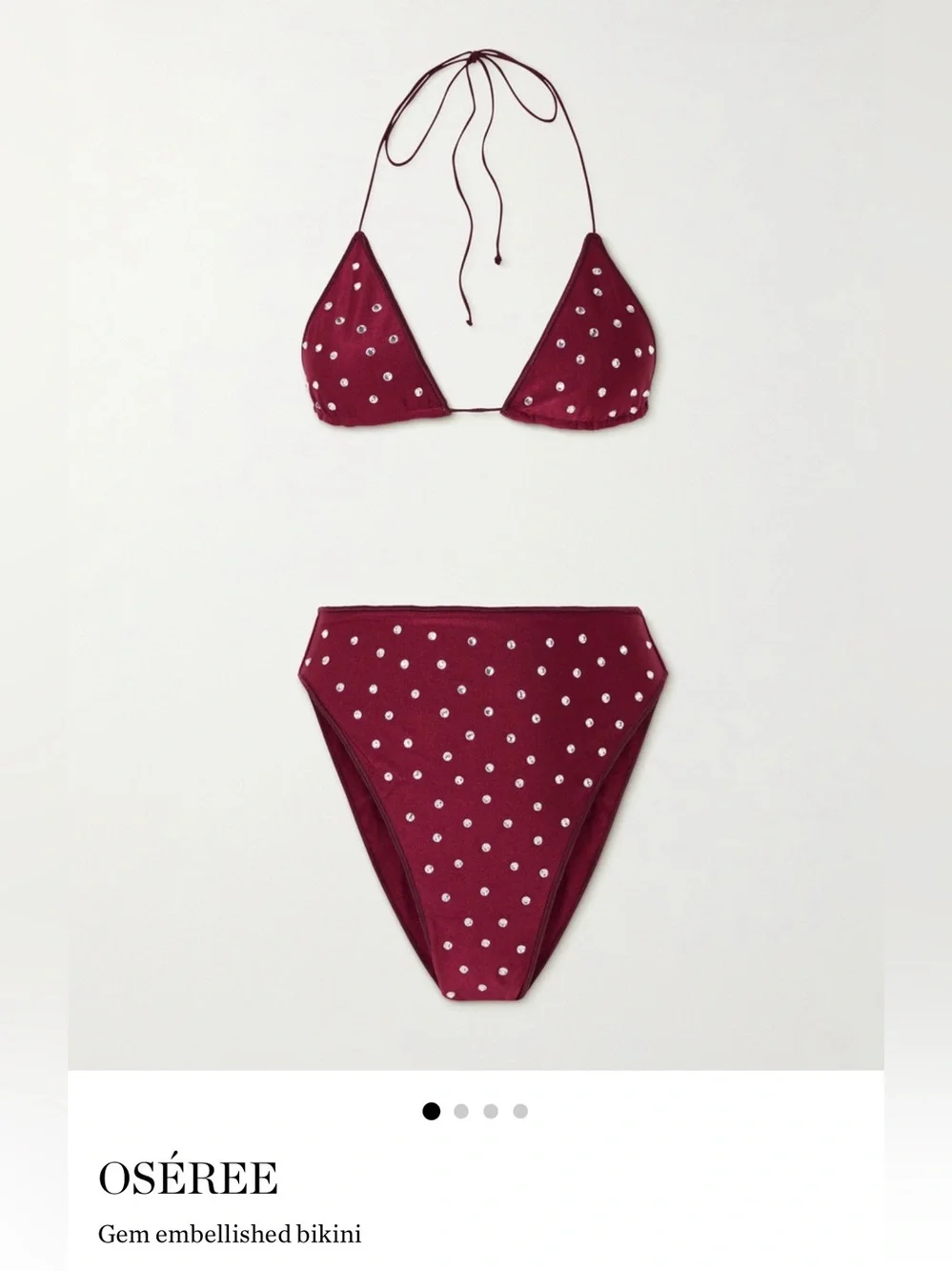 Oséree Gem-Embellished Burgundy Bikini Set - NWT